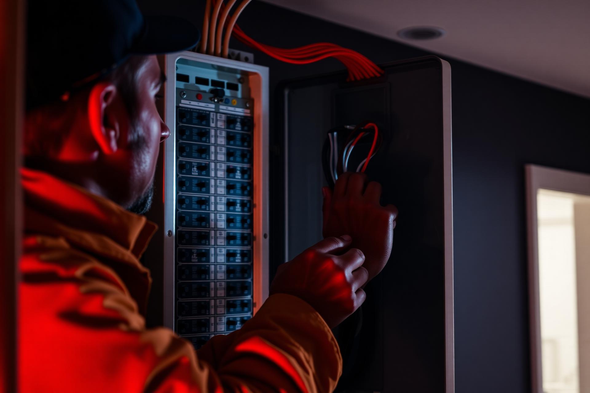 Electrician working on a consumer unit